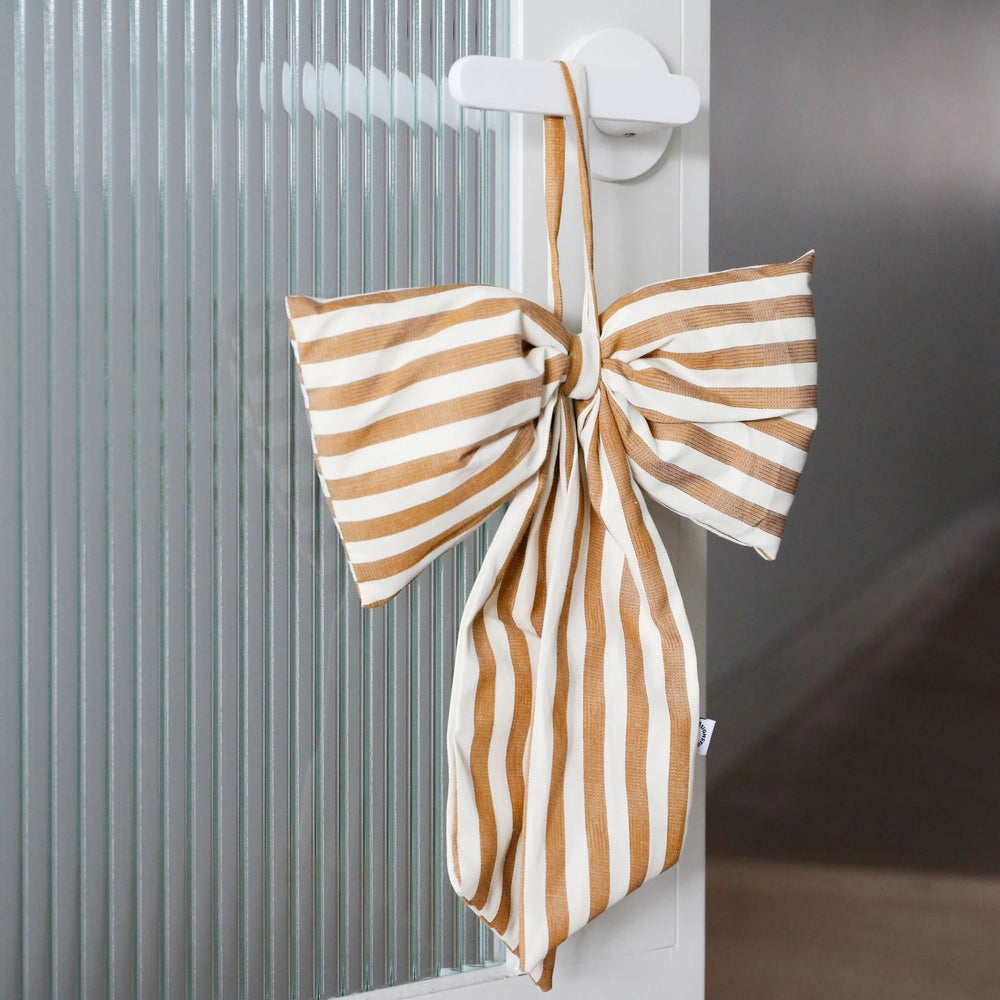 LUVA Hanging Door Bow, Medium Stripe, Cream/Fern