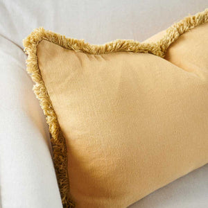 Luca Boho Linen Cushion - Turmeric