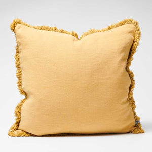 Luca Boho Linen Cushion - Turmeric