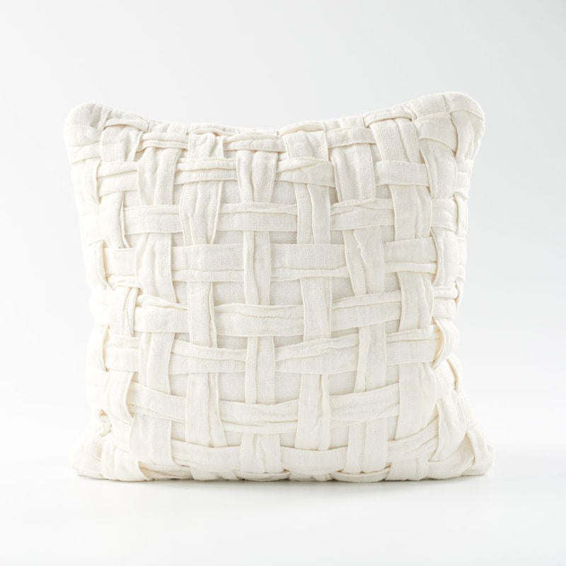
            
                Load image into Gallery viewer, CROSIER HANDWOVEN LINEN CUSHION - IVORY
            
        