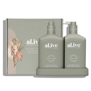 
            
                Load image into Gallery viewer, WASH &amp;amp; LOTION DUO + TRAY - GREEN PEPPER &amp;amp; LOTUS
            
        
